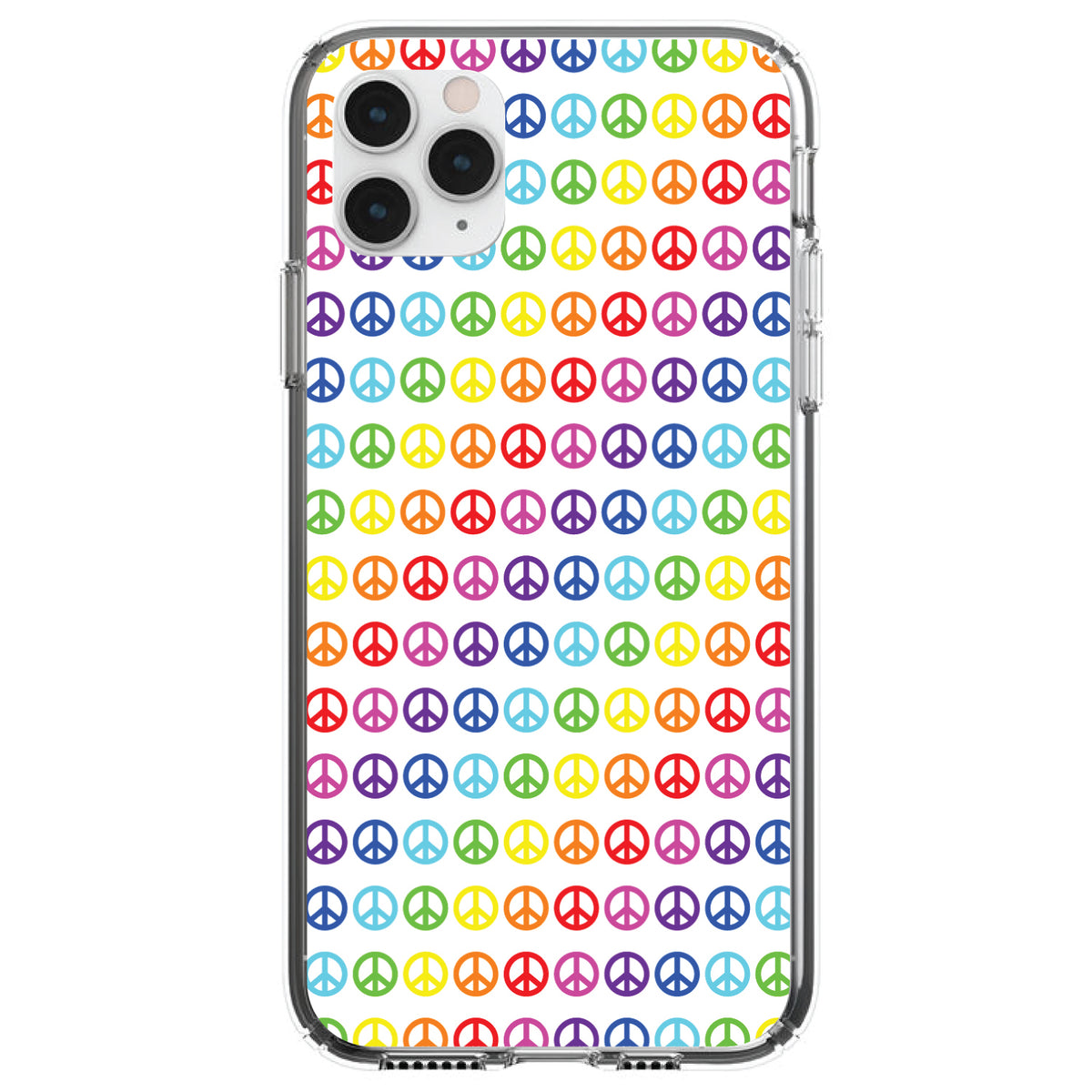 White Rainbow Peace Signs Clear Shockproof iPhone Case