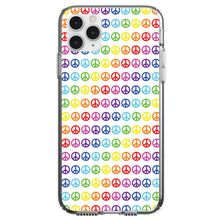 DistinctInk® Clear Shockproof Hybrid Case for Apple iPhone / Samsung Galaxy / Google Pixel - White Rainbow Peace Signs