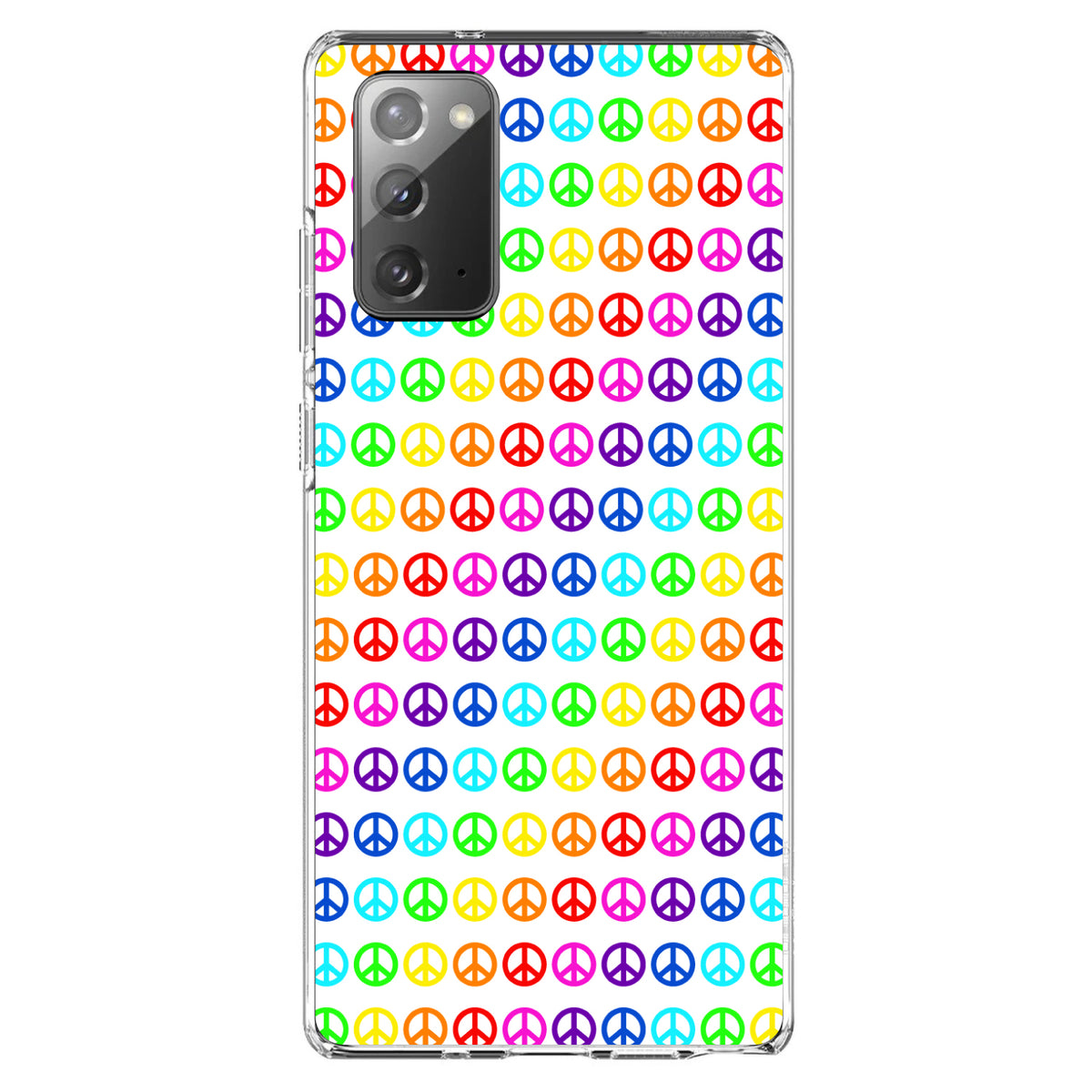 White Rainbow Peace Signs Clear Shockproof iPhone Case, view 8
