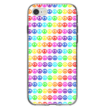 DistinctInk® Clear Shockproof Hybrid Case for Apple iPhone / Samsung Galaxy / Google Pixel - White Rainbow Peace Signs