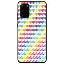 DistinctInk® Hard Plastic Snap-On Case for Apple iPhone or Samsung Galaxy - White Rainbow Peace Signs