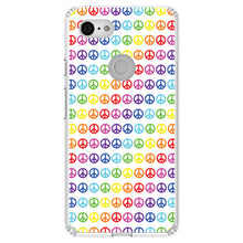 DistinctInk® Clear Shockproof Hybrid Case for Apple iPhone / Samsung Galaxy / Google Pixel - White Rainbow Peace Signs