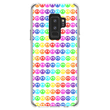DistinctInk® Clear Shockproof Hybrid Case for Apple iPhone / Samsung Galaxy / Google Pixel - White Rainbow Peace Signs