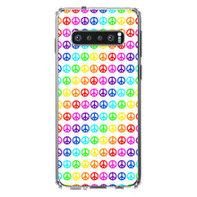 DistinctInk® Clear Shockproof Hybrid Case for Apple iPhone / Samsung Galaxy / Google Pixel - White Rainbow Peace Signs