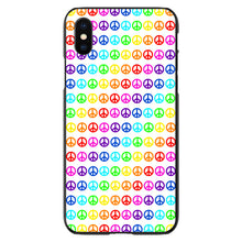 DistinctInk® Hard Plastic Snap-On Case for Apple iPhone or Samsung Galaxy - White Rainbow Peace Signs