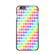 DistinctInk® Hard Plastic Snap-On Case for Apple iPhone or Samsung Galaxy - White Rainbow Peace Signs