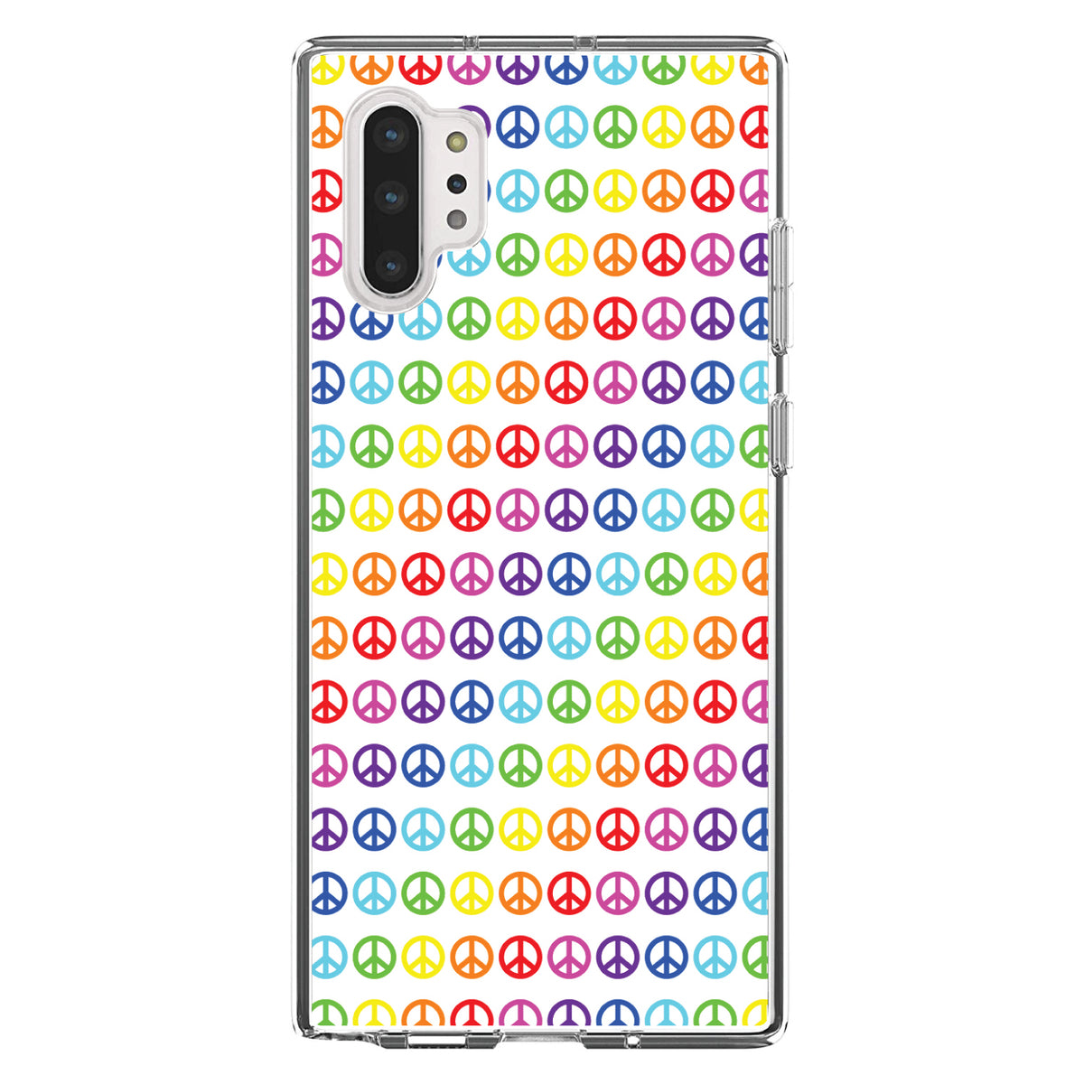 White Rainbow Peace Signs Clear Shockproof iPhone Case, view 10