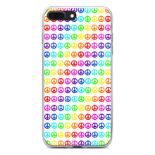 DistinctInk® Clear Shockproof Hybrid Case for Apple iPhone / Samsung Galaxy / Google Pixel - White Rainbow Peace Signs