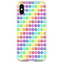 DistinctInk® Clear Shockproof Hybrid Case for Apple iPhone / Samsung Galaxy / Google Pixel - White Rainbow Peace Signs