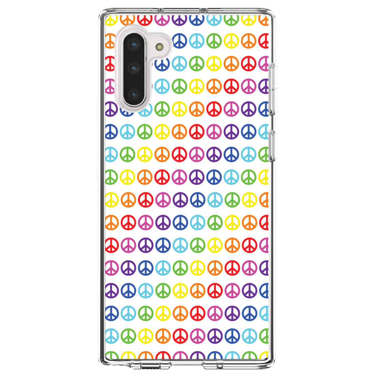 White Rainbow Peace Signs Clear Shockproof iPhone Case, view 9