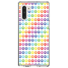 DistinctInk® Clear Shockproof Hybrid Case for Apple iPhone / Samsung Galaxy / Google Pixel - White Rainbow Peace Signs