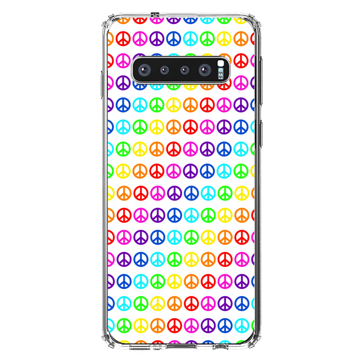 White Rainbow Peace Signs Clear Shockproof iPhone Case, view 17