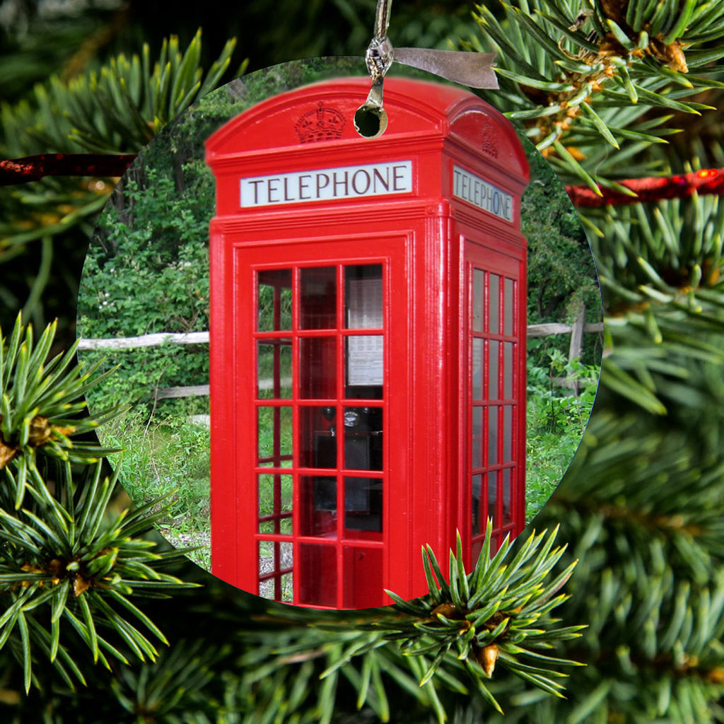 Red London Phone Booth Ceramic Ornament, view 2
