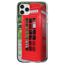 DistinctInk® Clear Shockproof Hybrid Case for Apple iPhone / Samsung Galaxy / Google Pixel - Red London Phone Booth