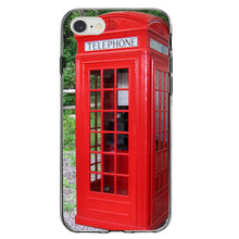 DistinctInk® Clear Shockproof Hybrid Case for Apple iPhone / Samsung Galaxy / Google Pixel - Red London Phone Booth