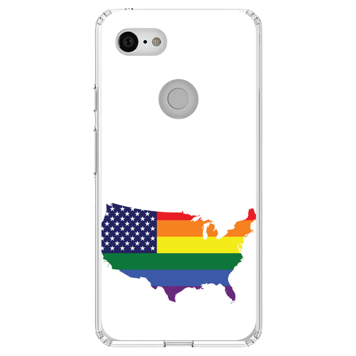 US Map Gay Pride Flag Clear Shockproof iPhone Case, view 22
