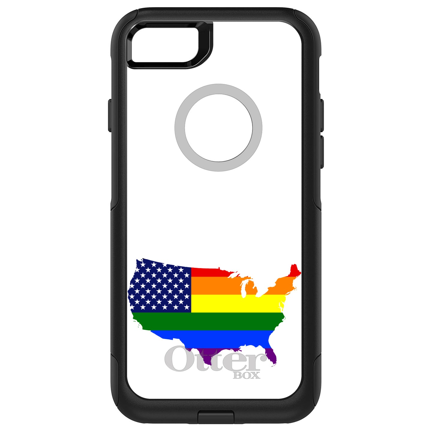 DistinctInk™ OtterBox Commuter Series Case for Apple iPhone or Samsung Galaxy - US Map Gay Pride Flag