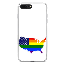DistinctInk® Clear Shockproof Hybrid Case for Apple iPhone / Samsung Galaxy / Google Pixel - US Map Gay Pride Flag