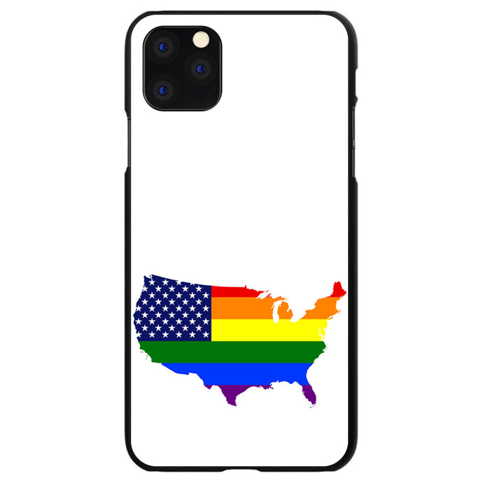 DistinctInk® Hard Plastic Snap-On Case for Apple iPhone or Samsung Galaxy - US Map Gay Pride Flag