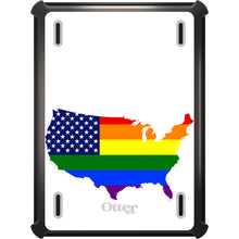 DistinctInk™ OtterBox Defender Series Case for Apple iPad / iPad Pro / iPad Air / iPad Mini - US Map Gay Pride Flag