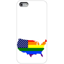 DistinctInk® Hard Plastic Snap-On Case for Apple iPhone or Samsung Galaxy - US Map Gay Pride Flag
