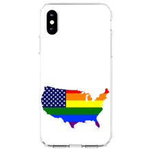 DistinctInk® Clear Shockproof Hybrid Case for Apple iPhone / Samsung Galaxy / Google Pixel - US Map Gay Pride Flag