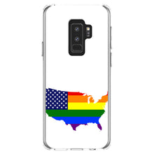 DistinctInk® Clear Shockproof Hybrid Case for Apple iPhone / Samsung Galaxy / Google Pixel - US Map Gay Pride Flag