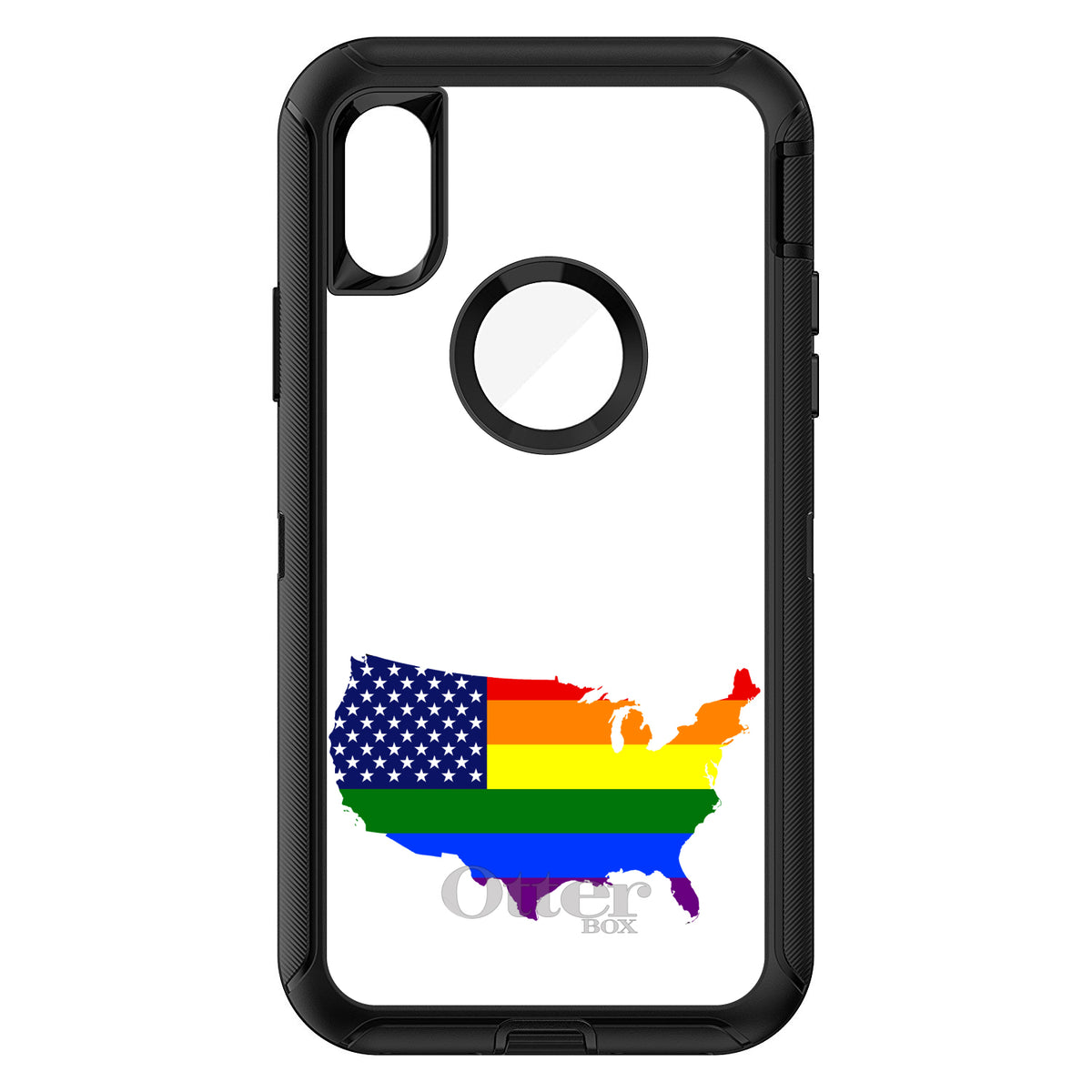 US Map Gay Pride Flag OtterBox Defender Case for iPhone & Galaxy, view 3