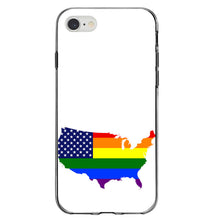 DistinctInk® Clear Shockproof Hybrid Case for Apple iPhone / Samsung Galaxy / Google Pixel - US Map Gay Pride Flag