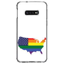 DistinctInk® Clear Shockproof Hybrid Case for Apple iPhone / Samsung Galaxy / Google Pixel - US Map Gay Pride Flag