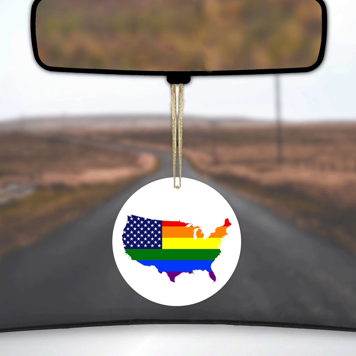 US Map Gay Pride Flag Ceramic Ornament, view 3