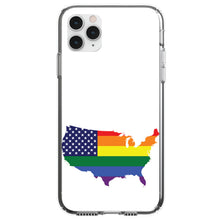 DistinctInk® Clear Shockproof Hybrid Case for Apple iPhone / Samsung Galaxy / Google Pixel - US Map Gay Pride Flag