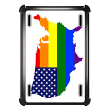 DistinctInk™ OtterBox Defender Series Case for Apple iPad / iPad Pro / iPad Air / iPad Mini - US Map Gay Pride Flag