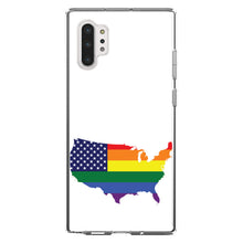 DistinctInk® Clear Shockproof Hybrid Case for Apple iPhone / Samsung Galaxy / Google Pixel - US Map Gay Pride Flag
