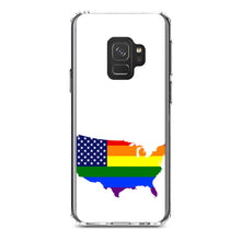 DistinctInk® Clear Shockproof Hybrid Case for Apple iPhone / Samsung Galaxy / Google Pixel - US Map Gay Pride Flag