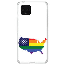 DistinctInk® Clear Shockproof Hybrid Case for Apple iPhone / Samsung Galaxy / Google Pixel - US Map Gay Pride Flag