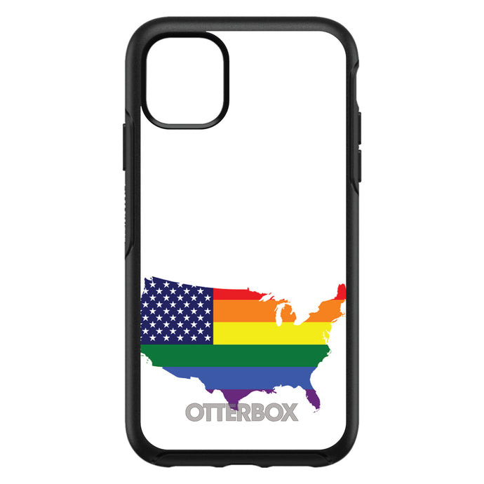 DistinctInk™ OtterBox Symmetry Series Case for Apple iPhone / Samsung Galaxy / Google Pixel - US Map Gay Pride Flag