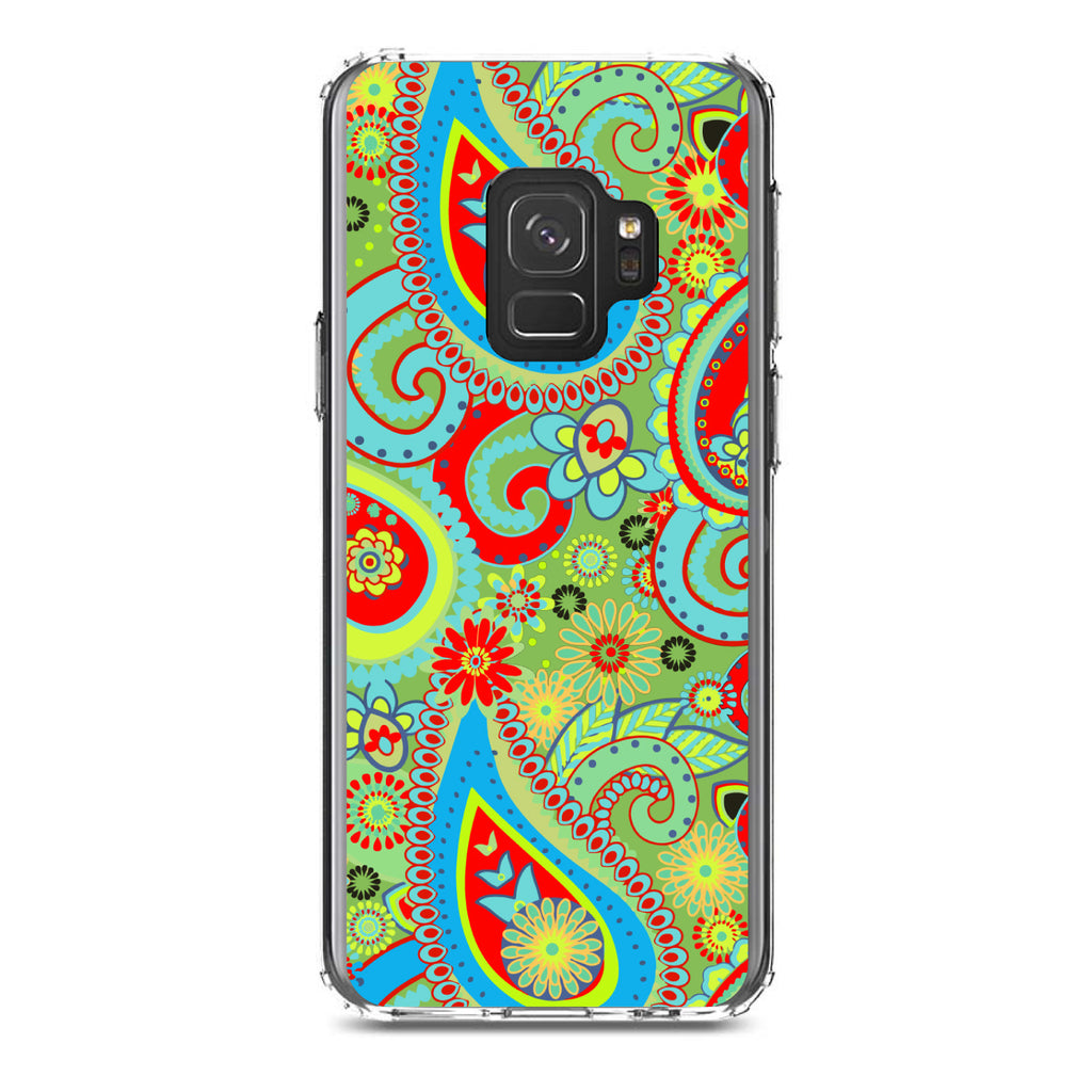 Green Red Blue Paisley Clear Shockproof iPhone Case, view 19
