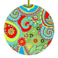 Green Red Blue Paisley Ceramic Ornament