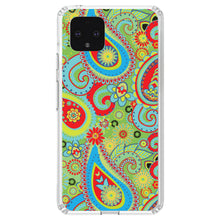 DistinctInk® Clear Shockproof Hybrid Case for Apple iPhone / Samsung Galaxy / Google Pixel - Green Red Blue Paisley