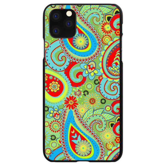 DistinctInk® Hard Plastic Snap-On Case for Apple iPhone or Samsung Galaxy - Green Red Blue Paisley