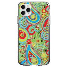 DistinctInk® Clear Shockproof Hybrid Case for Apple iPhone / Samsung Galaxy / Google Pixel - Green Red Blue Paisley