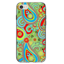 DistinctInk® Clear Shockproof Hybrid Case for Apple iPhone / Samsung Galaxy / Google Pixel - Green Red Blue Paisley