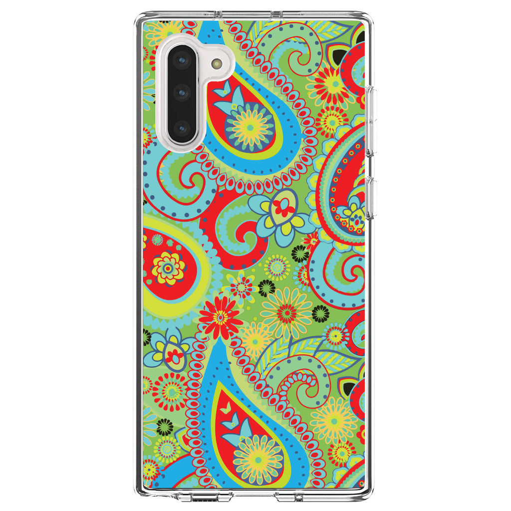 Green Red Blue Paisley Clear Shockproof iPhone Case, view 9