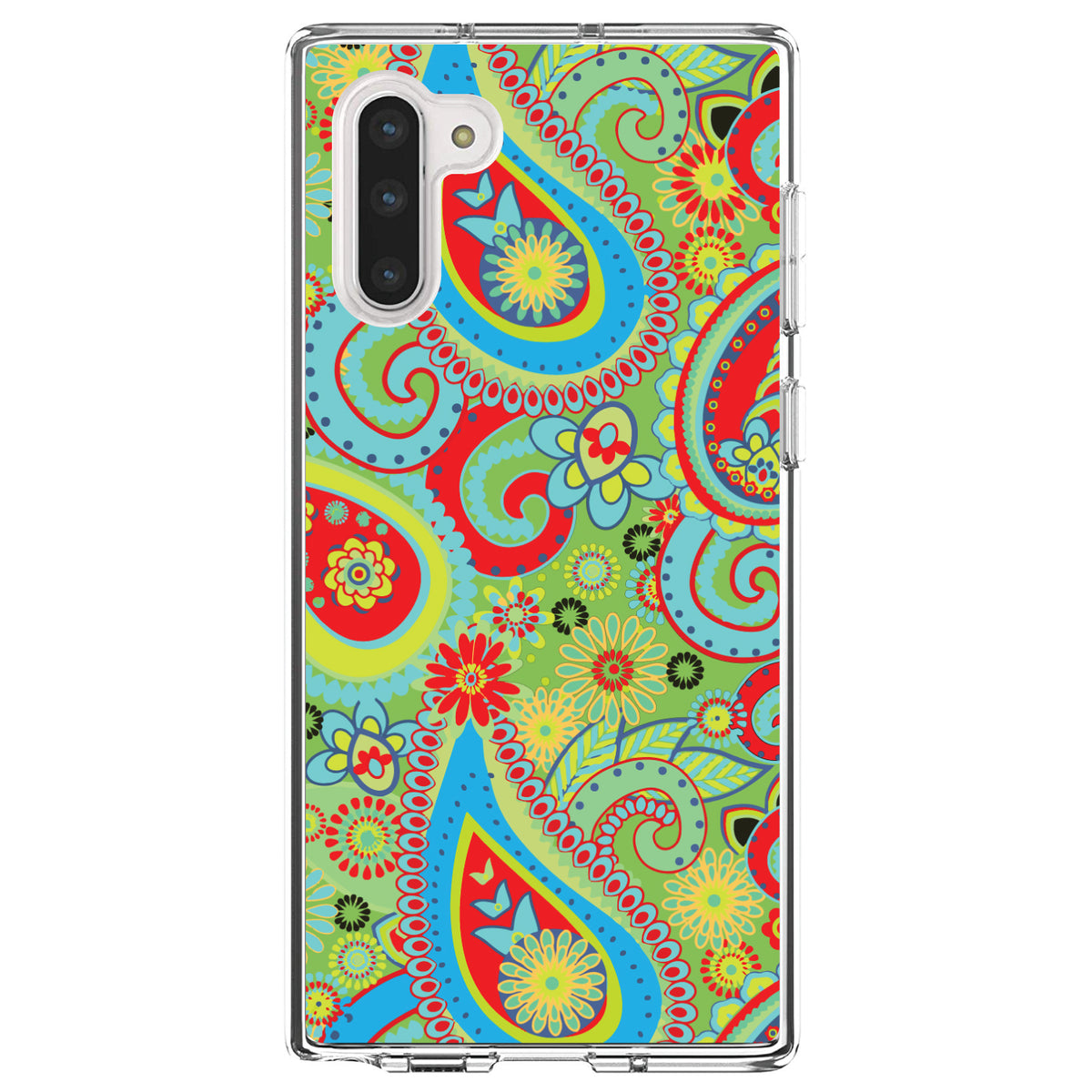 Green Red Blue Paisley Clear Shockproof iPhone Case, view 9