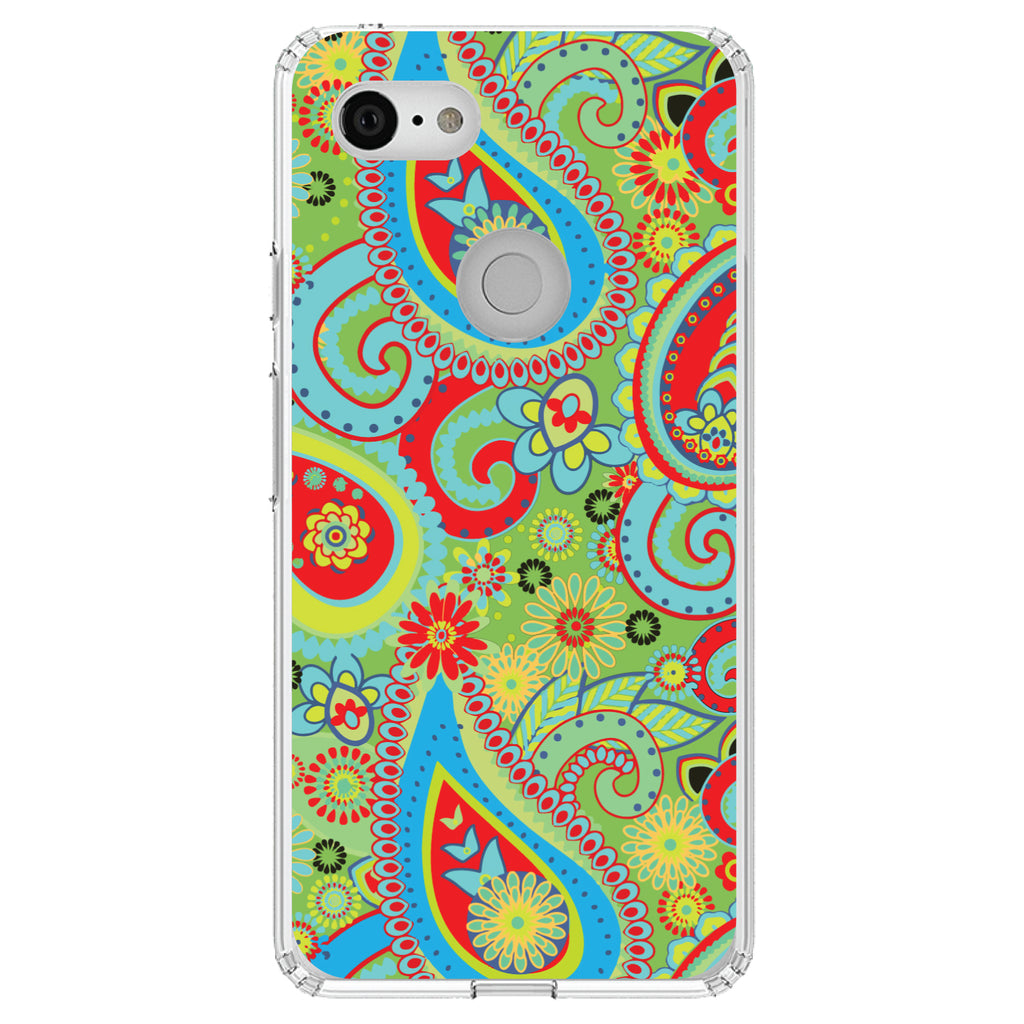 Green Red Blue Paisley Clear Shockproof iPhone Case, view 21