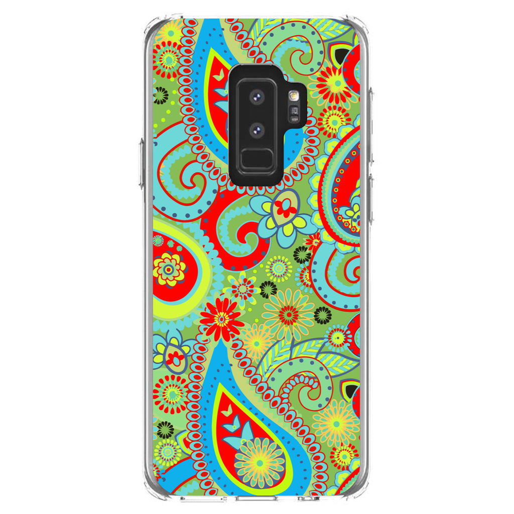Green Red Blue Paisley Clear Shockproof iPhone Case, view 20