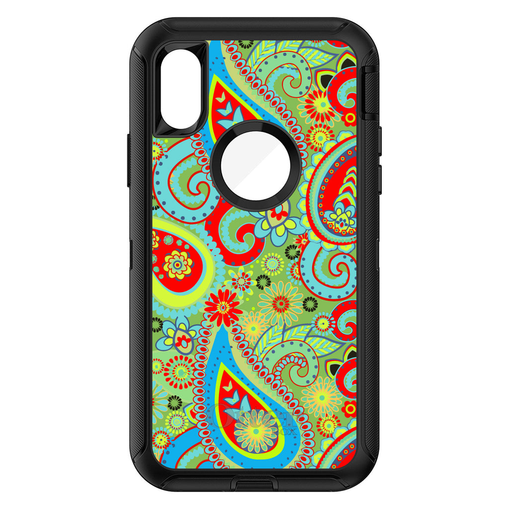 Green Red Blue Paisley OtterBox Defender Case for iPhone & Galaxy, view 3