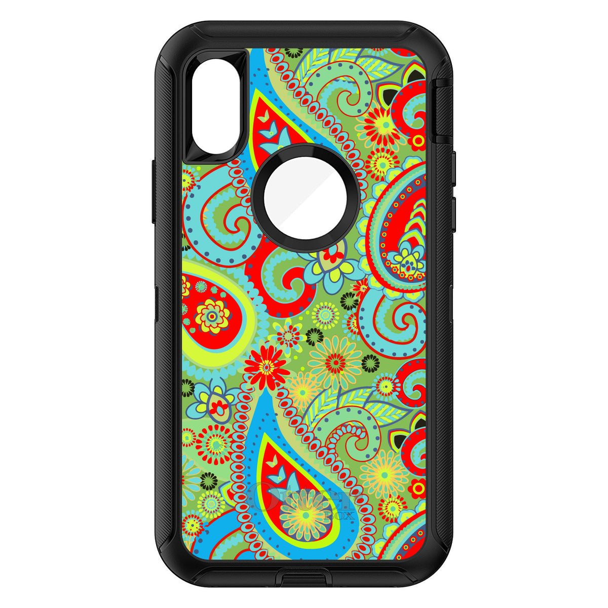 Green Red Blue Paisley OtterBox Defender Case for iPhone & Galaxy, view 3