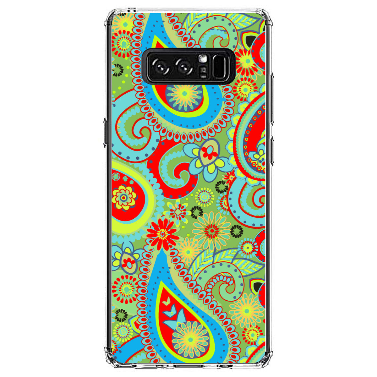 Green Red Blue Paisley Clear Shockproof iPhone Case, view 12